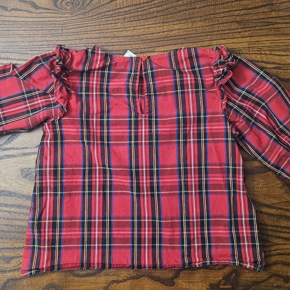J.Crew Crewcuts Girls 4-5 plaid holiday top - Picture 2 of 5